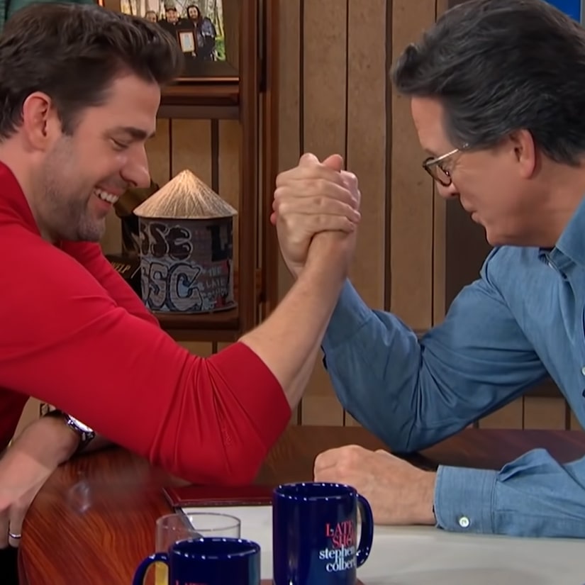 Stephen Colbert Challenges John Krasinski to Arm Wrestling Match