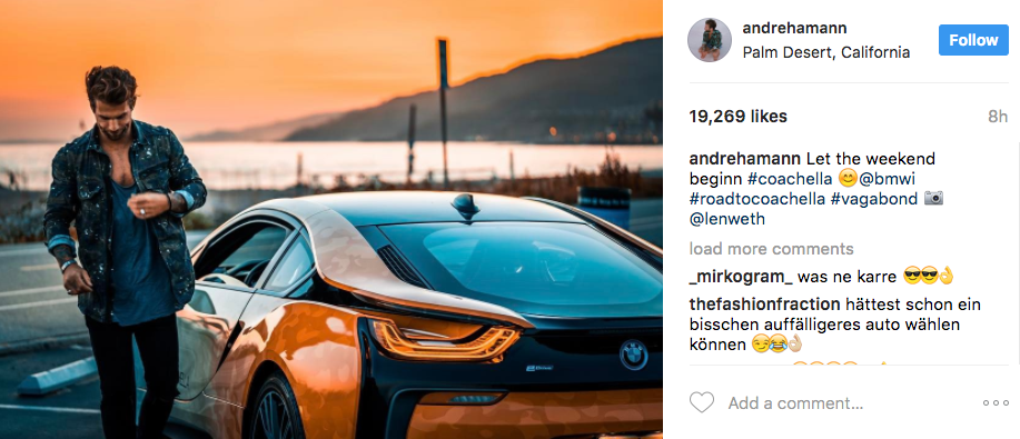 instagram influencer marketing example Coachella BMW